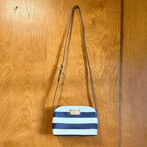Kate Spade Navy and White Striped Crossbody Bag